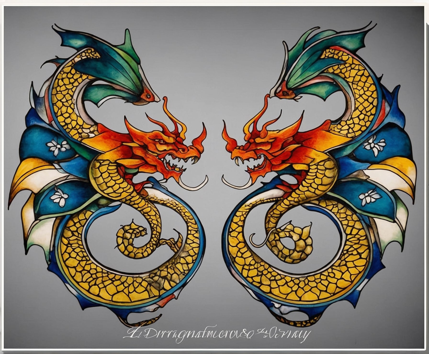 Dragón épico inspirado en arte tradicional y moderno.