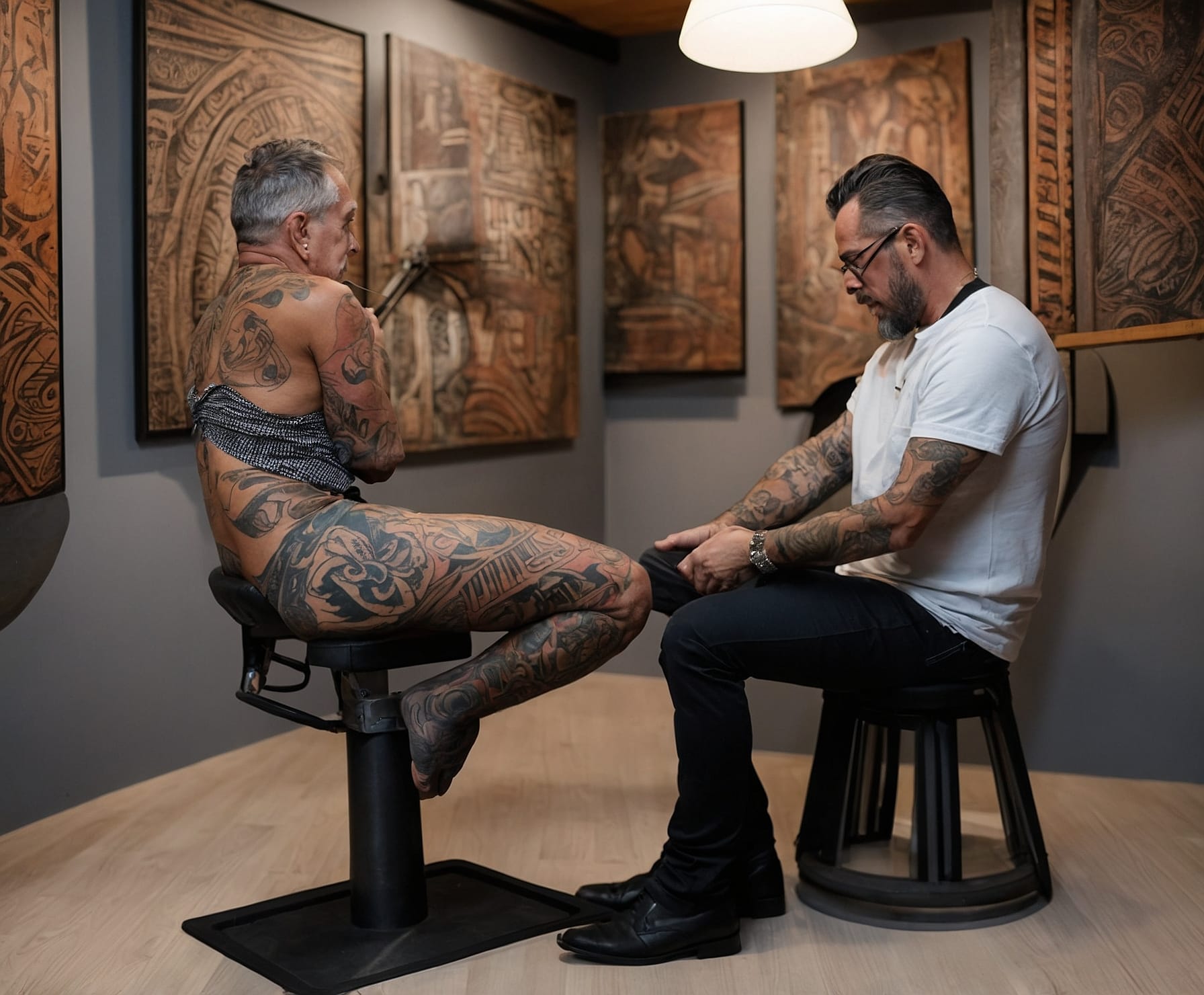Tatuaje tribal en hombro con diseño moderno y tradicional